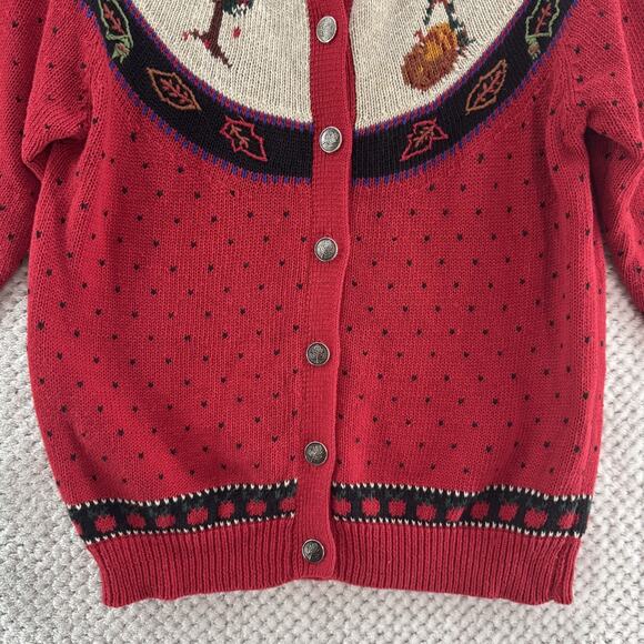 VTG Woolrich Sweater Womens M Red Button Front Autumn Teacher Fall Pumpkin - Picture 4 of 14
